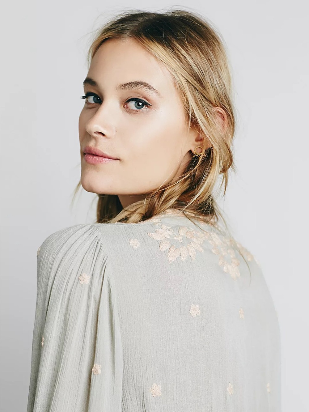 RARE COLOR! Free People Embroidered Fable Midi Dress - Sage XS - Picture 4 of 14